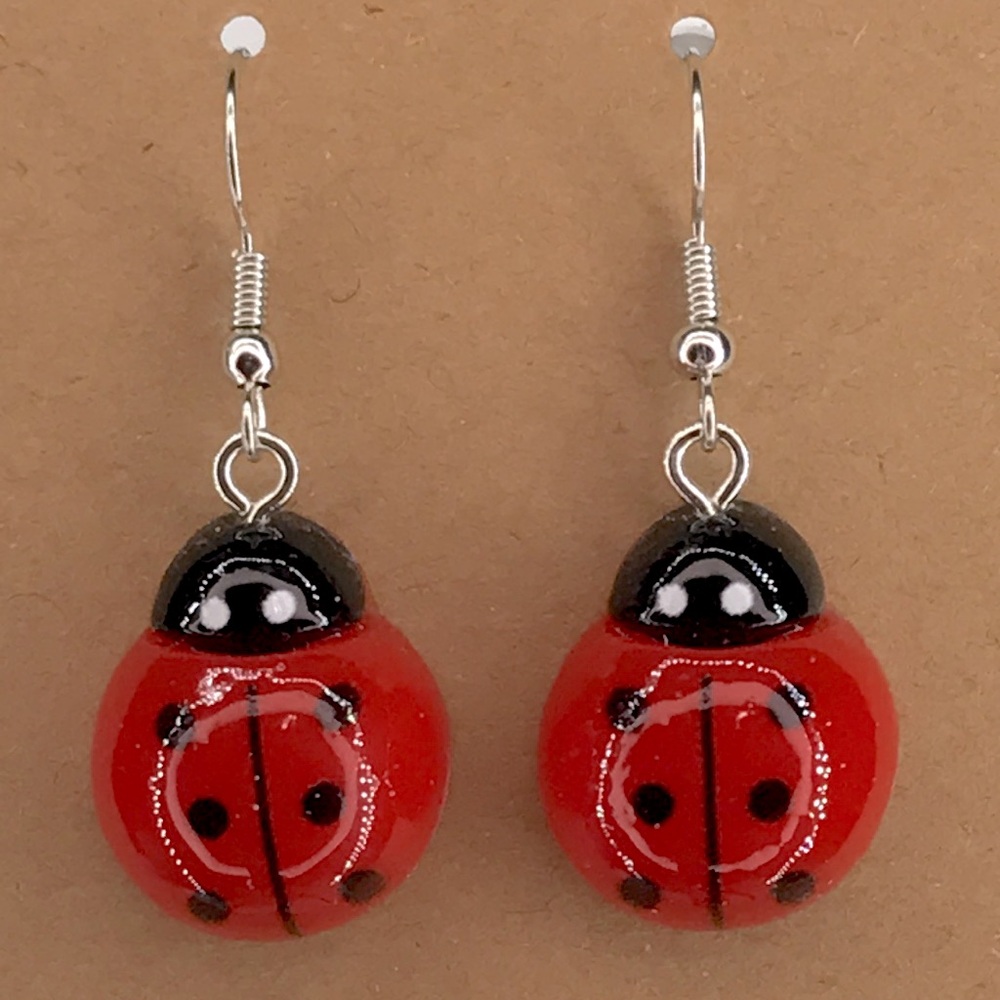 Fashion Jewelry Red and Black Ladybug Earrings Fashion Jewelry - Picture 3 of 3